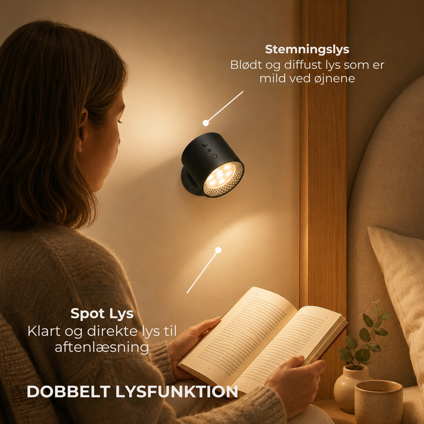 AuraLume™ | Trådløs Væglampe til din ro og hygge