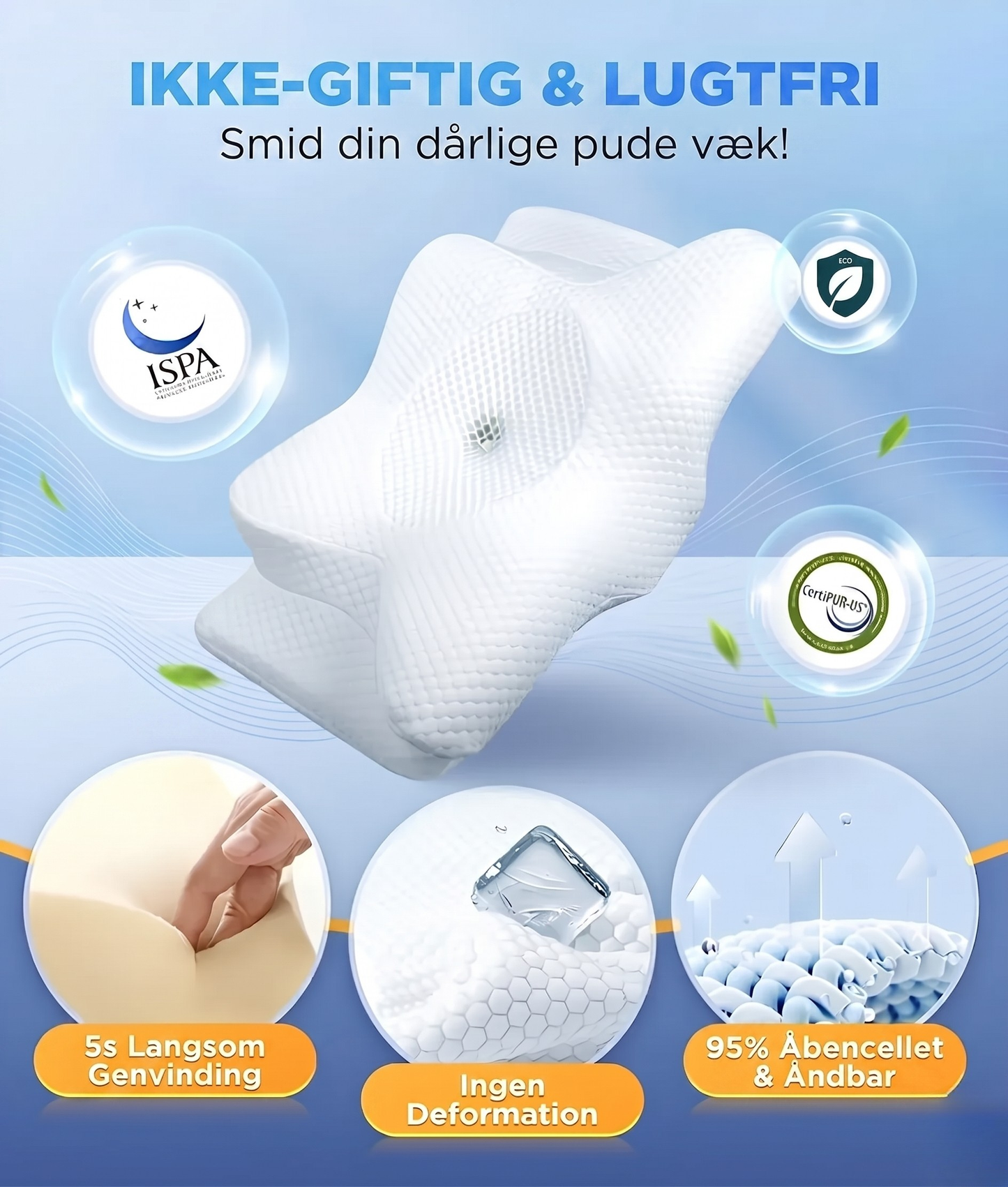 StilSøvn™ Ergonomisk Nakkepude (+ gratis pudebetræk & e-bog)