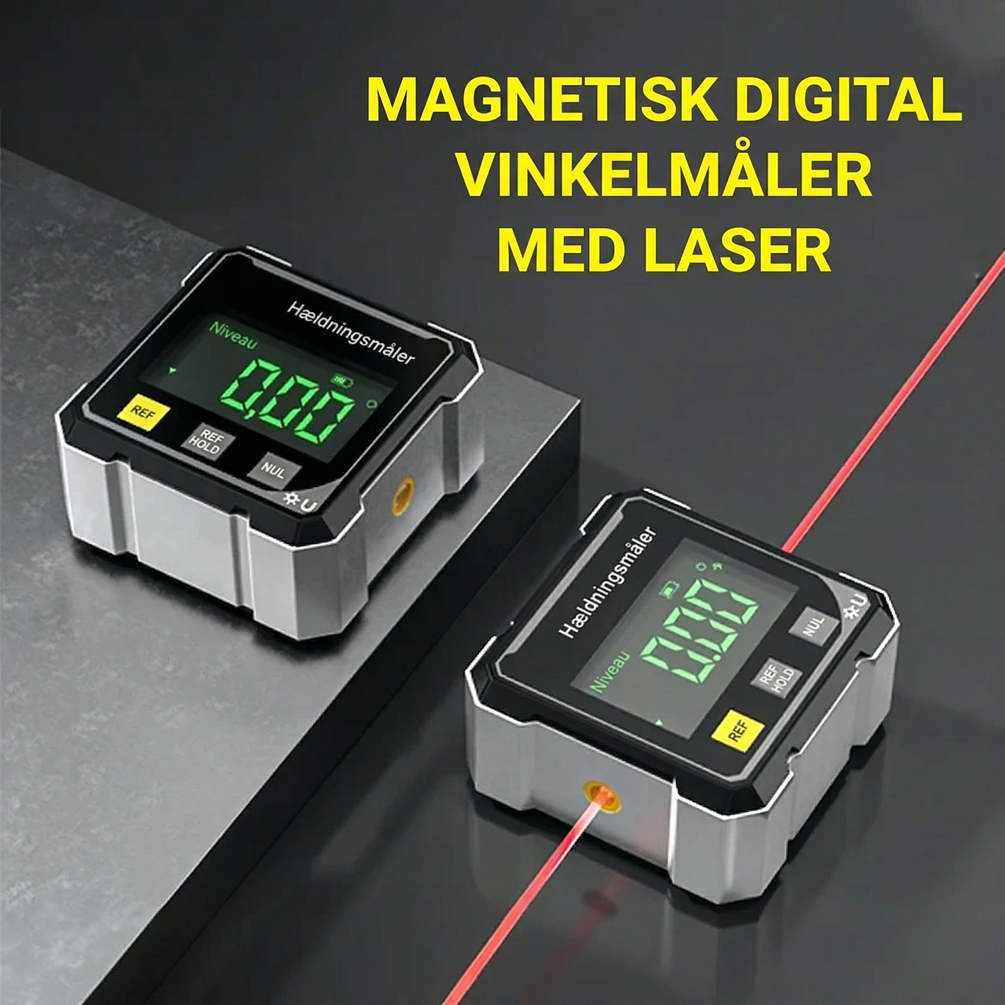 RAK Precision: Digital vinkelmåler med dobbelt laser og magnetbeslag